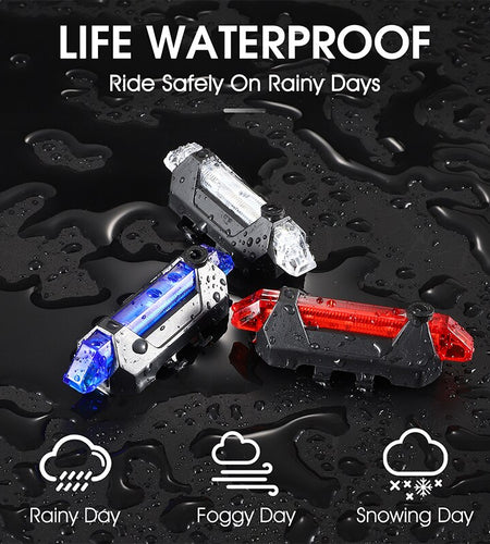 Waterproof Bicycle Rear Light USB Rechargeable LED Tail Light Bike Accessories 4 Mode Cycling Safety Warning Lamp