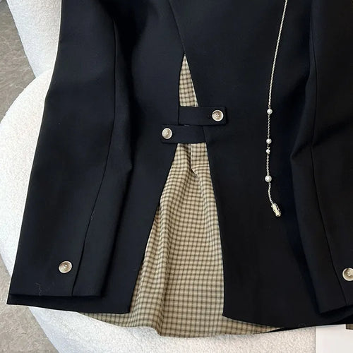 Load image into Gallery viewer, Patchwork Button Blazers For Women Notched Collar Long Sleeve Loose Casual Hit Color Blazer Female Fashion Clothing
