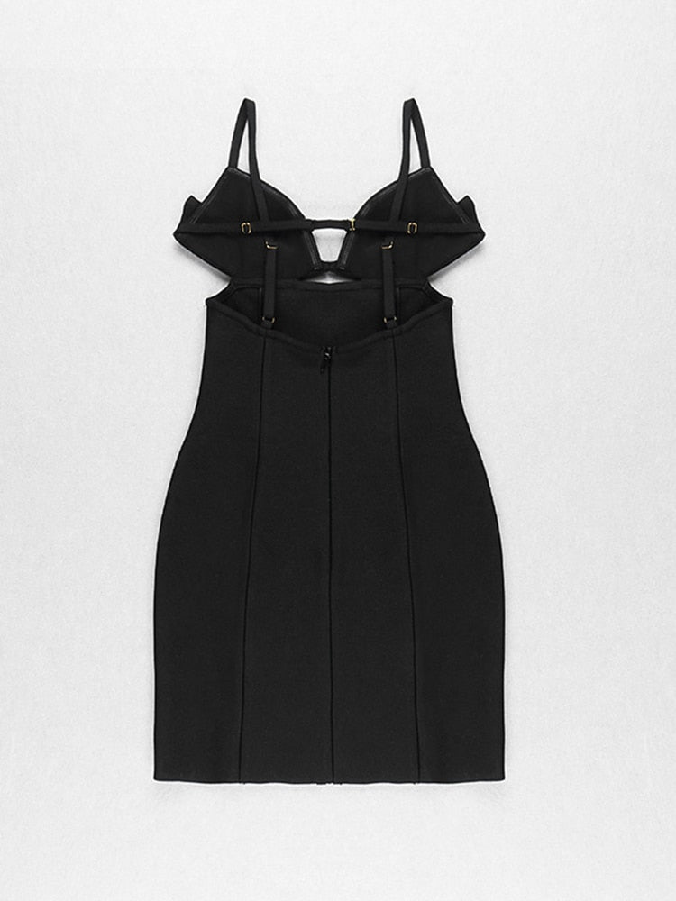 Hollow Out Dresses For Women Square Collar Sleeveless High Waist Mini Knitting Sexy Solid Temperament Dress Female