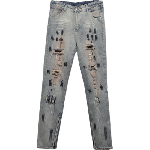Load image into Gallery viewer, Vintage Ripped Skinny Jeans Pants Men Streetwear Hole Biker Jeans Hip Hop Denim Trousers WB608

