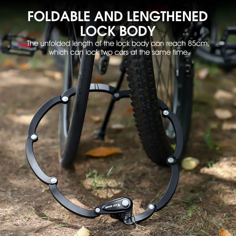 Bicycle Foldable Combination Lock MTB Road Bike Safety Anti-Theft Cycling Accessories Scooter E-Bike Portable Lock