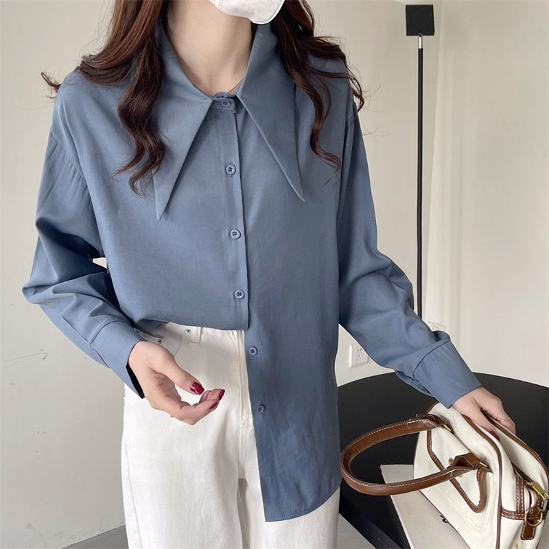 Chiffon Women Shirts New Spring Long Sleeve Designed Button Up Female Tops Fashion All Match Korean Office Ladies Blouse