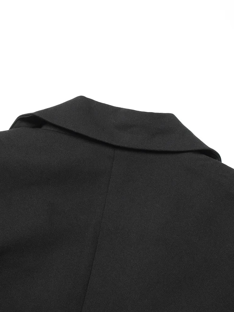 Patchwork Folds Blazers For Women Lapel Long Sleeve Minimalist Temperament Blazer Female Fashion Clothing