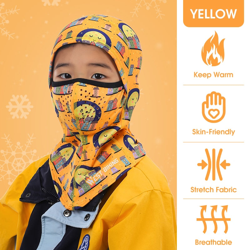 Winter Warm Boy Girl Hood Cap Soft Fleece Children Bike Balaclava Sport Scarf Neck Warmer Ski Full Face Cover