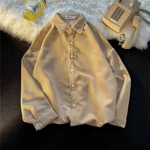 Load image into Gallery viewer, Corduroy Women Shirts BF Harajuku Vintage Designed Spring Long Sleeve All Match Tops Causal Oversize Female Blouse
