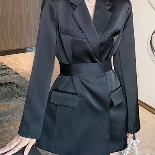 Load image into Gallery viewer, Fashion Sashes Solid Blazer For Women Notched Collar Long Sleeve Single Breasted Blazers Female Clothing
