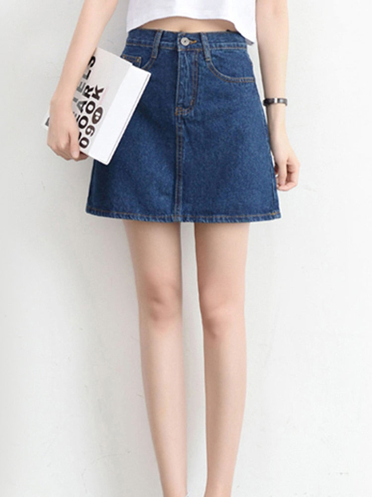 Sexy Women Denim Mini Skirt Fashion Summer High Waist Korean Black Skirt Blue Package Hip Jeans Harajuku Cotton S-3XL