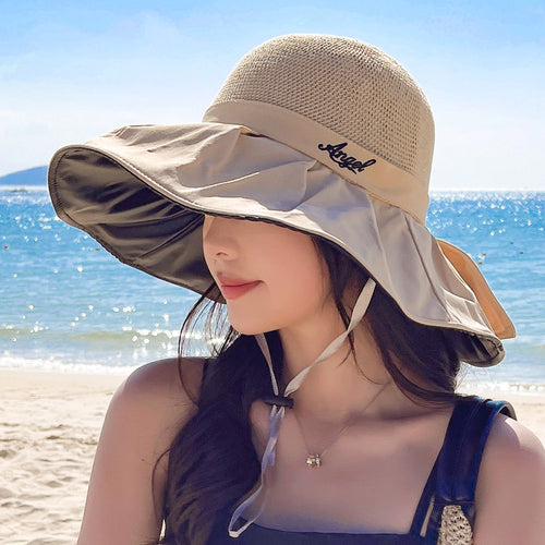 Load image into Gallery viewer, Women&#39;s Summer Hat Fashion Letter Embroidery Bow Design Straw Sun Hat Female Travel  Beach Bucket Hat
