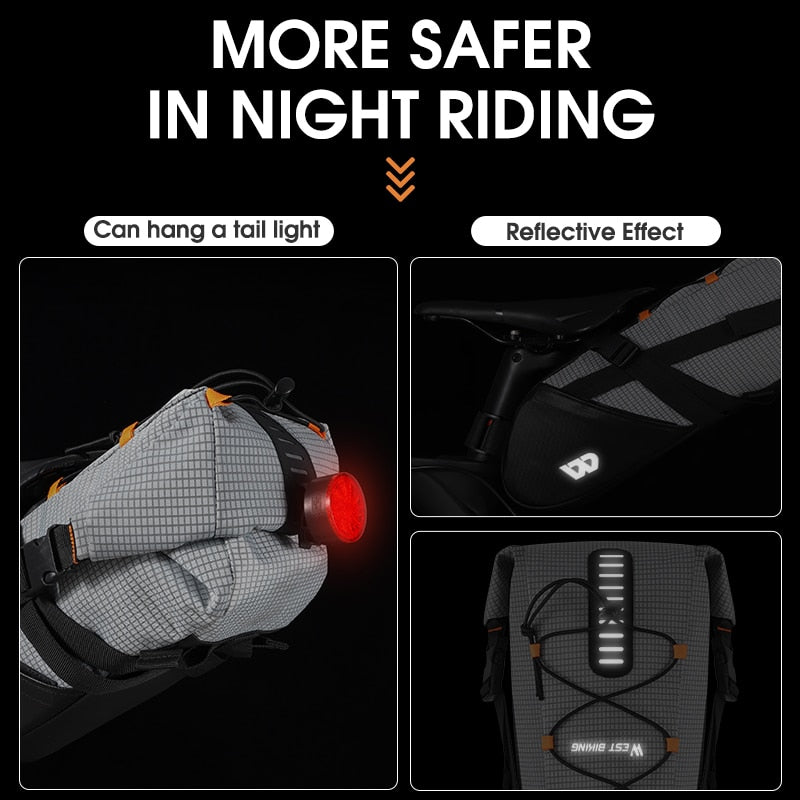 100% Waterproof Bicycle Saddle Bag 10L Foldable Under Seat Bike Bag Tools Pannier MTB Road Cycling Tail Rear Bag