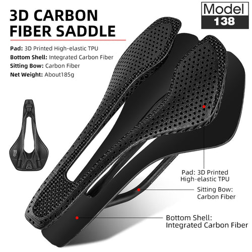 Load image into Gallery viewer, Carbon Fiber Ultralight 3D Printed Bike Saddle Comfortable Breathable Hollow MTB Mountain Road Bicycle Cycling Seat
