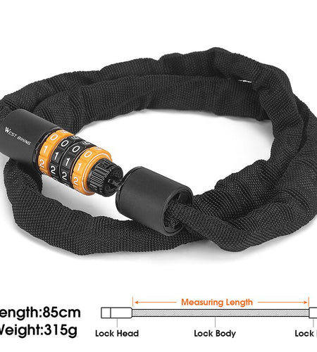 Portable Bicycle Chain Lock Safety Anti-theft MTB Road Bike Password Lock Scooter Electric E-Bike Cycling Accessories