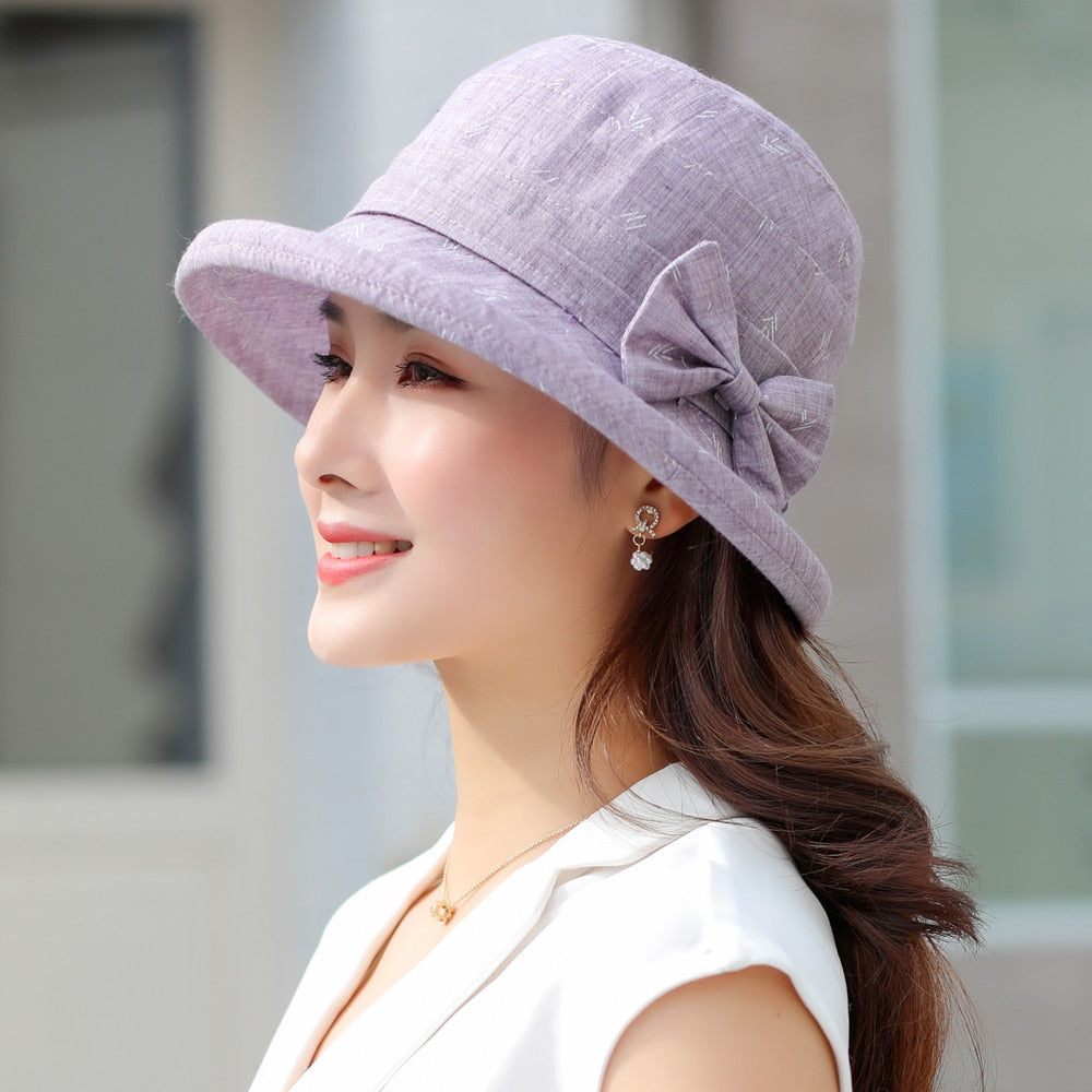 Woman Summer Hats With Visor Hat Fashion Bow Design Sun Hat Travel Mesh Bucket Hat