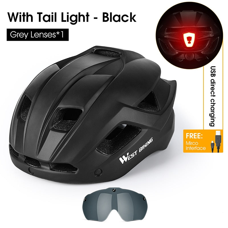 Safety Helmet With LED Light MTB Enduro Triathlon Specialized Road Bike Helmet Electric Scooter Helmet With Goggles