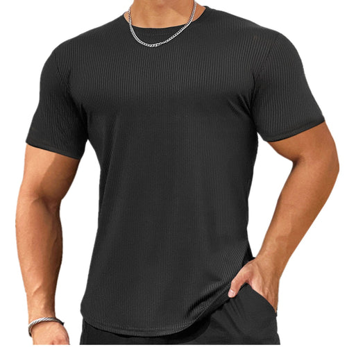 Load image into Gallery viewer, Summer Fitness T-shirt Men Casual Short Sleeve Shirt Male Gym Bodybuilding Skinny Tees Tops Running Sport Black Stripes Clothing
