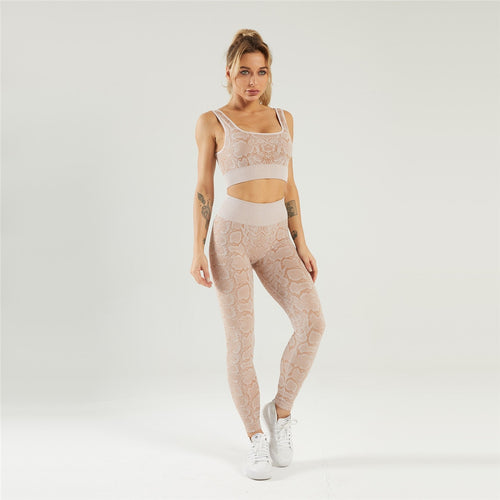 Load image into Gallery viewer, Seamless Sportswear Fitness Yoga Suit Snake Printed Bra Legging Pants Sport Suits Workout Clothes Gym Wear Sports Outfit A040BSP
