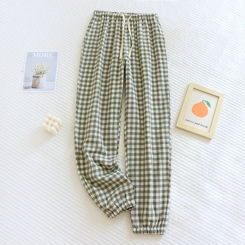 Women's Pajamas Pants Plaid Print Sleepwear Cotton Bottoms Casual Leisure Homewear Comfortable Simple Petite Femme