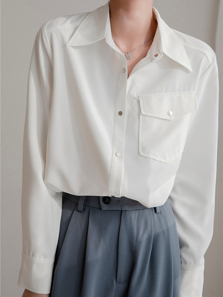 Chiffon Women Shirt White Office Ladies Button Up Long Sleeve Blouse Summer Fashion Turn Down Designed Female Tops