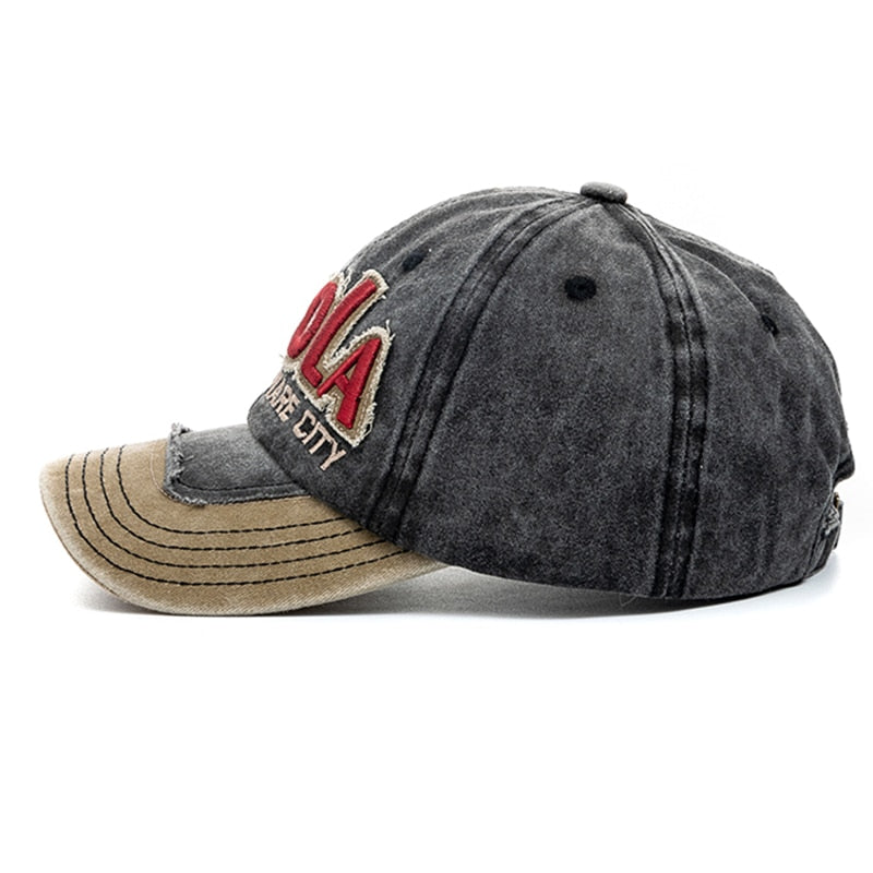 Unisex Washed Cotton Cap Simple Letter Retro Baseball Cap Men Women Adjustable Casual Outdoor Streetwear Sports Hat