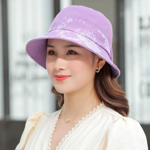 Load image into Gallery viewer, Woman Summer Hats With Visor Hat Fashion Flower Design Sun Hat Travel Bucket Hat
