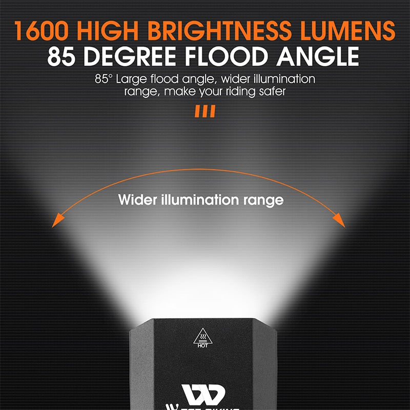 1600 Lumen High Brightness Bike Light 5200mAh Front LED Lamp USB Rechargeable Bicycle Light Waterproof MTB Cycling Headlight