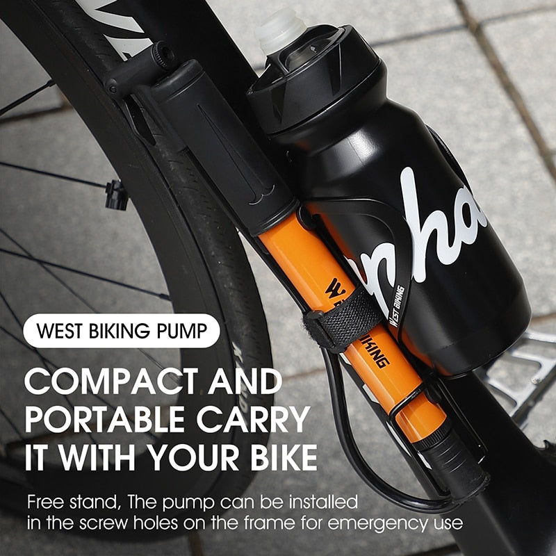 MTB Road Bike Pump Mini Portable Bicycle Foot Pump Presta & Schrader Valve Tire Air Inflator Cycling Accessories