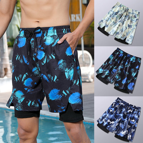 Load image into Gallery viewer, Man Camouflage Shorts 2 in 1 Running Jogging Gym Fitness Training Bottoms Quick Dry Beach Double Summer Sports Workout Shorts
