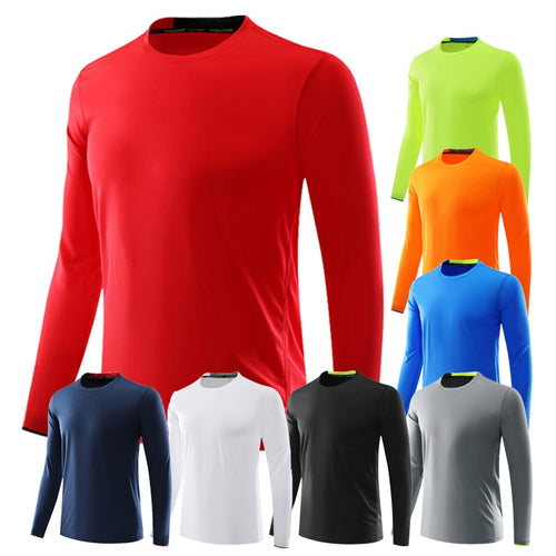 Load image into Gallery viewer, Men Running Sport Shirts Tops Long Sleeve Plus Size Tees Dry Fit Breathable Training Clothes Gym Sportswear Fitness Sweatshirts
