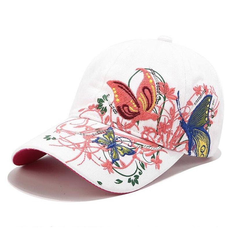 Women Butterflies Flower Embroidery Caps Women Girl Sun Hats Casual Snapback Caps Women Baseball Cap Winter Autumn