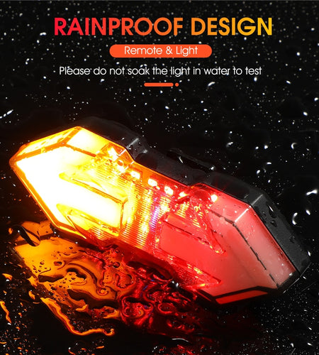 Wireless Remote Turn Signal Bicycle Light MTB Directional LED Bike Taillight USB Rechargeable Cycling Rear Light