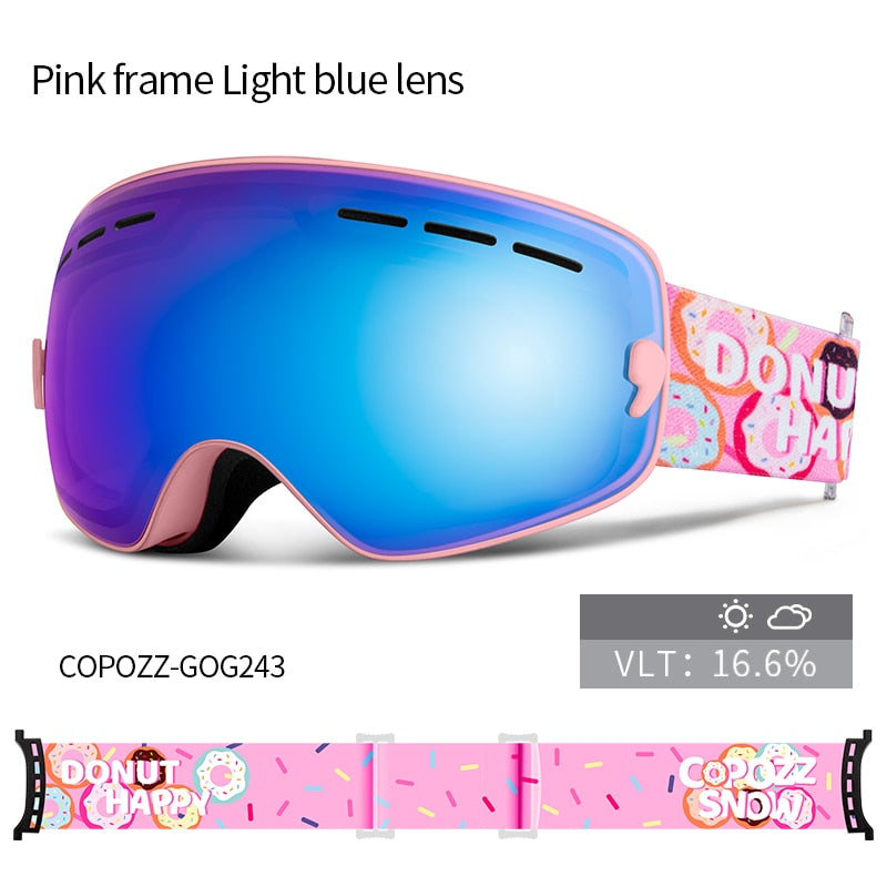 Kids Ski Goggles 4-15 years old Professional Anti-fog Child Snowboard Goggles Double UV400 Kids Skiing Mask Glasses