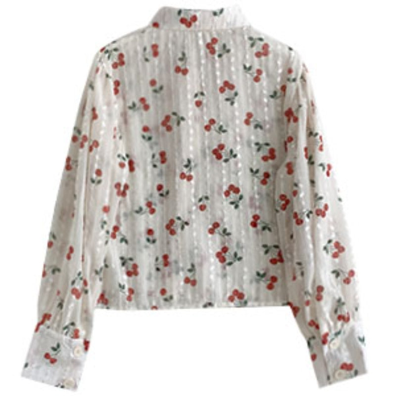 Design Long Sleeve Elegant Shirts Women Casual Korean Fashion Sweet Floral Blouse Autumn Chiffon Vintage Tops Female