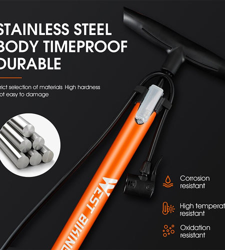 160PSI Bike Floor Pump High Pressure Cycling Pump Air Inflator Schrader Presta Valve Road MTB Bicycle Tire Pump