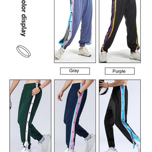 Load image into Gallery viewer, Men and Women Sports Trousers Male Basketball Training Full Open-breasted Autumn Loose Plue Size Buckle Foot Appearance Side
