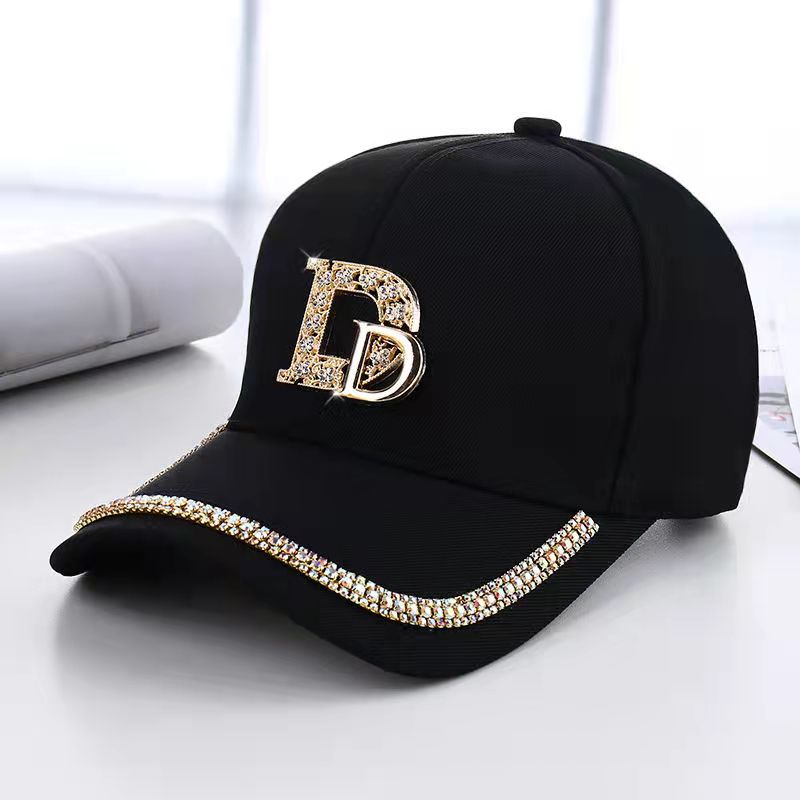 Women Hat Double D Decoration Shining Baseball Cap Female Adjustable Casual Outdoor Streetwear Hat