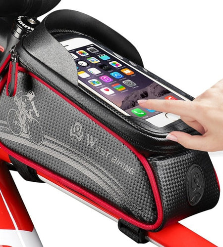 Bicycle Bag Cycling Top Front Tube Frame Bag Waterproof 6.5 Inches Touch Screen Phone Case Storage MTB Road Bike Bag