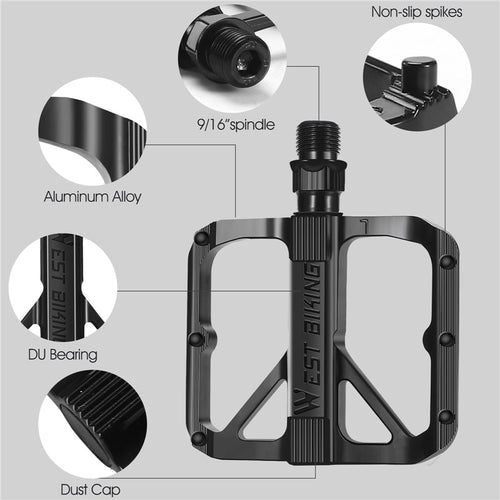 Load image into Gallery viewer, Ultralight Bicycle Pedals Aluminum Alloy MTB BMX Road Bike Pedal DU Bearing Anti-slip Flat Pedal Cycling Accessories
