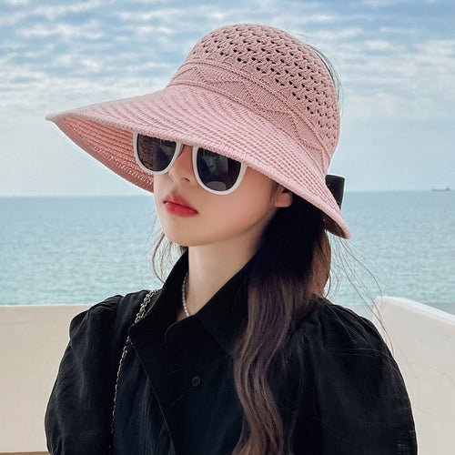 Load image into Gallery viewer, Summer Hats For Women Fashion M Letter Bow Design Straw Hat  Empty Top Sun Hat Travel Beach Hat
