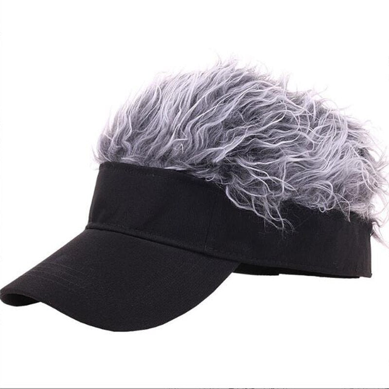 Men Women Casual Concise Sun Shade Adjustable Sun Visor Baseball Cap With Spiky Hairs Wig Baseball Hat With Spiked Wigs