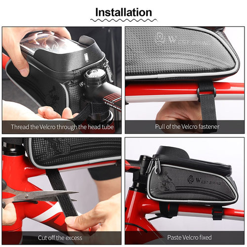 Load image into Gallery viewer, Bicycle Bag Cycling Top Front Tube Frame Bag Waterproof 6.5 Inches Touch Screen Phone Case Storage MTB Road Bike Bag
