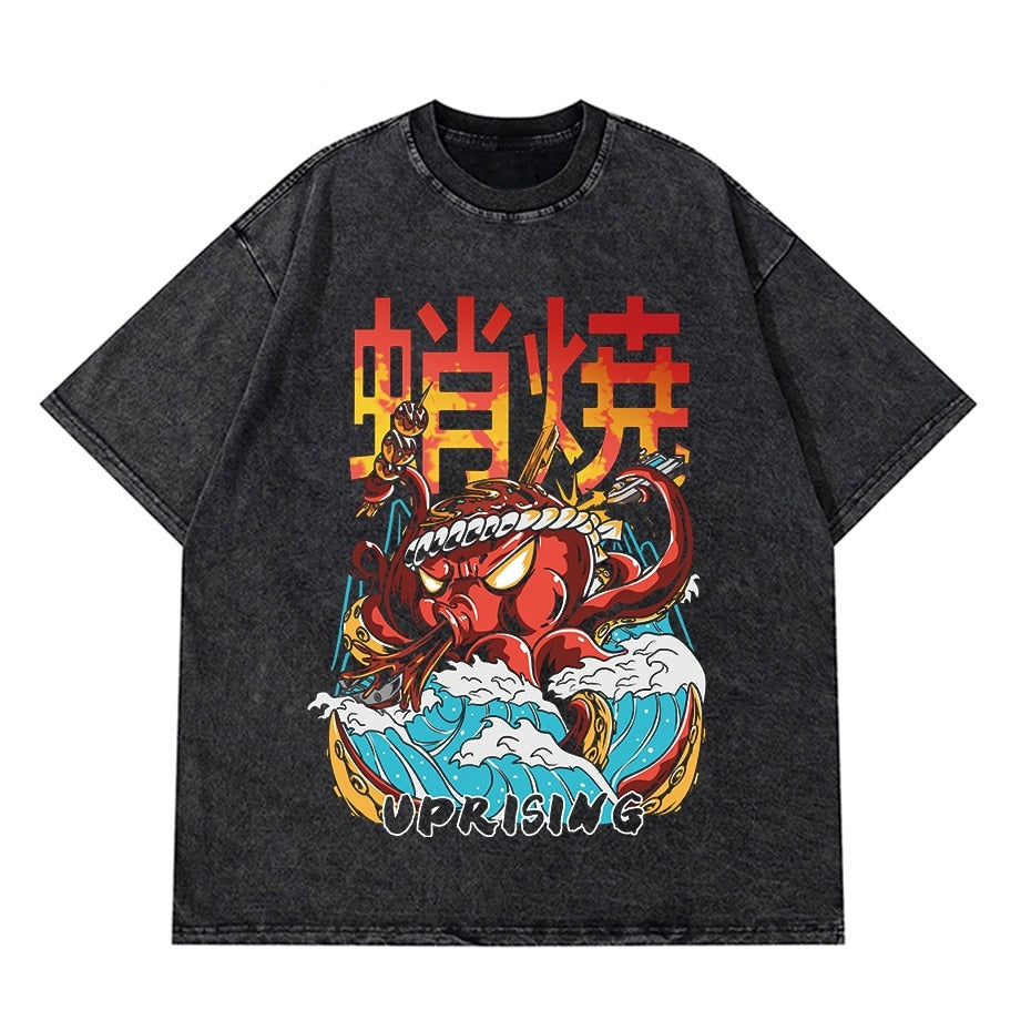 Vintage Washed Tshirts Anime T Shirt Harajuku Oversize Tee Cotton fashion Streetwear unisex top 10