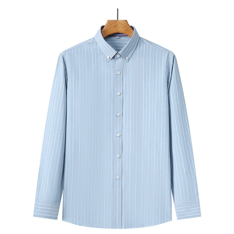 Top Grade Fashion Brand Vertical Stripes Button Down Shirts Men Slim Fit Shirt Long Sleeve Casual Clothing