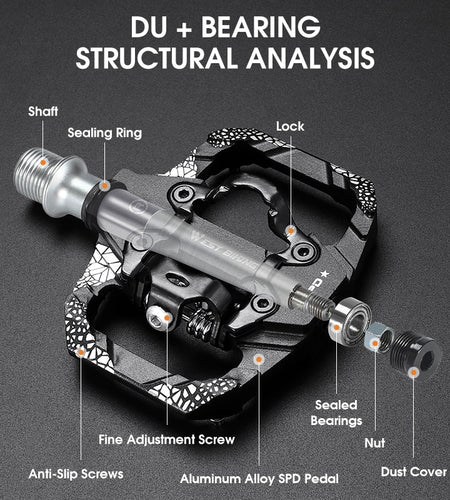 Bicycle Lock Pedal 2 In 1 With Free Cleat For SPD System MTB Road Bike Pedals Anti-slip Bearing Cycling Accessories
