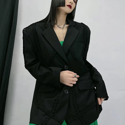 Load image into Gallery viewer, Korean Fashion Women&#39;s Blazer New Loose Notched Single Breasted Long Sleeve Black Suit Jackets Female Autumn
