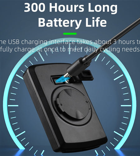 Wireless Cycling Computer 3.4 Inch IP64 Waterproof Bicycle Speedometer USB Charging Bike Backlight Speed Sensor