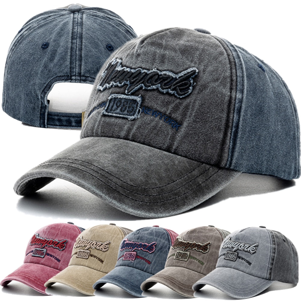 Unisex Washed Cotton Cap Letter Embroidery Vintage Baseball Cap Men Women Adjustable Casual Outdoor Streetwear Hat