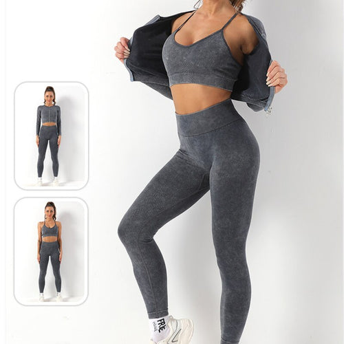 Load image into Gallery viewer, 1/2 Pieces Yoga Set Fitness Sports Bra Leggings Gym Set Women Zipper Crop Top Workout Clothes for Women Outfits  Active Wear
