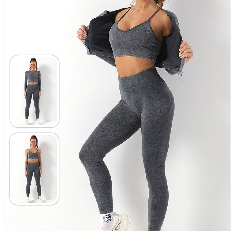 1/2 Pieces Yoga Set Fitness Sports Bra Leggings Gym Set Women Zipper Crop Top Workout Clothes for Women Outfits  Active Wear