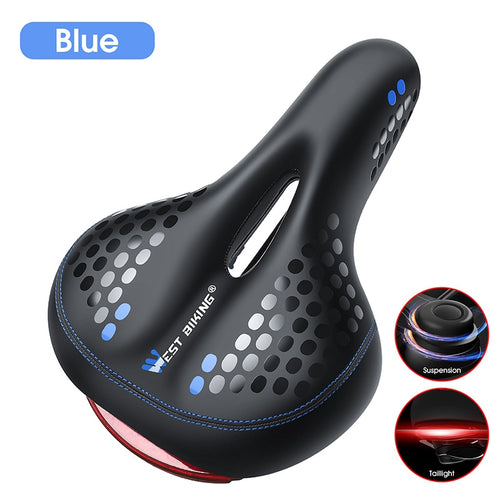 Load image into Gallery viewer, Bicycle Saddle with Tail Light Thicken Widen MTB Bike Saddles Soft Comfortable Bike Hollow Cycling Bicycle Saddle
