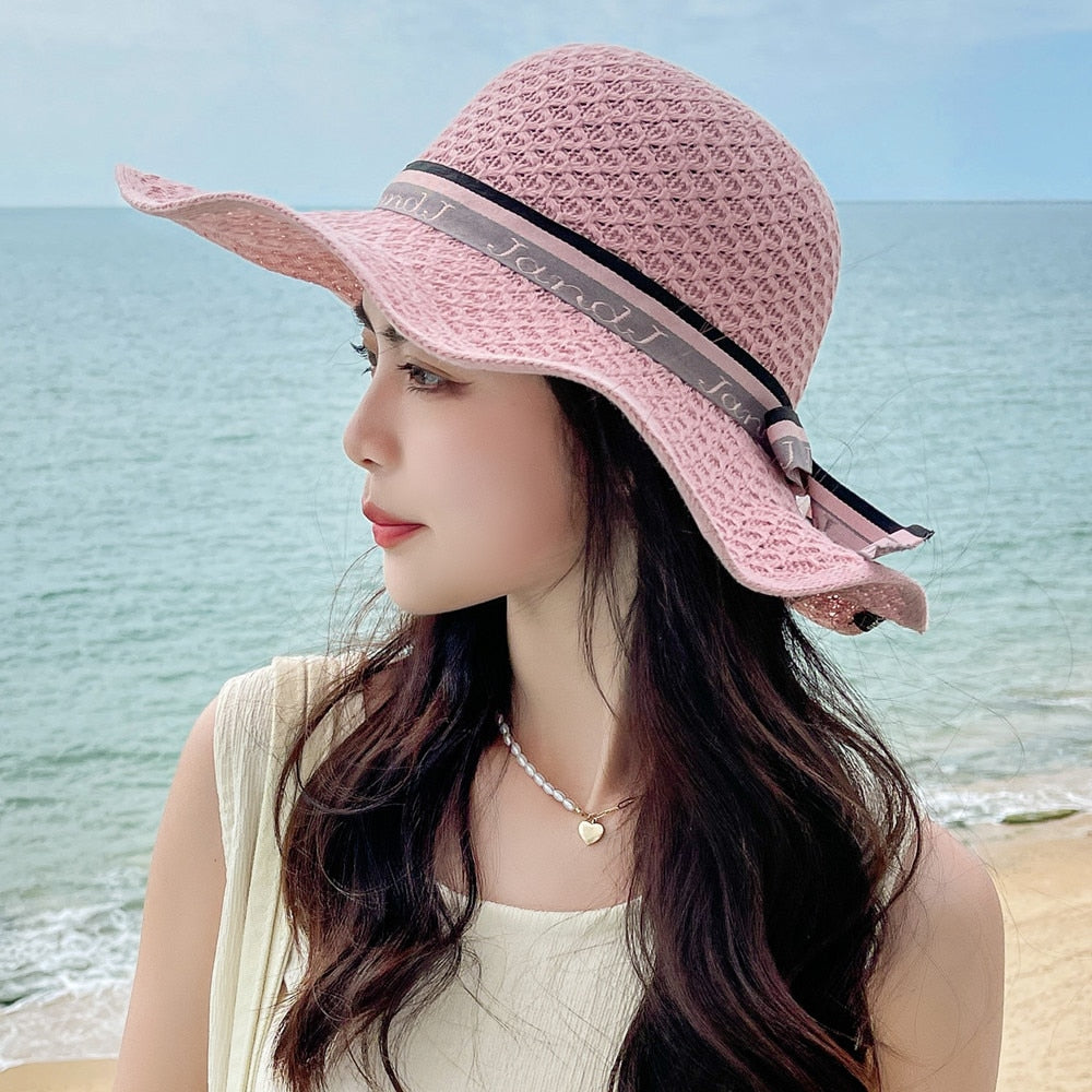 Summer Hats For Women Fashion Bow Design Straw Hat  Sun Hat Travel Beach Hat
