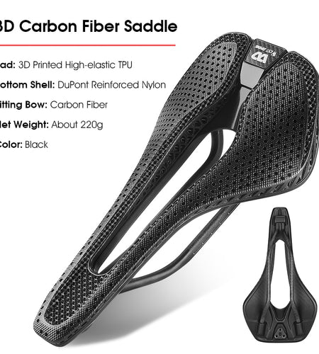 Ultralight Carbon Fiber 3D Printed Bike Saddle Hollow Comfortable Breathable MTB Road Bicycle Triathlon Cycling Race Seat